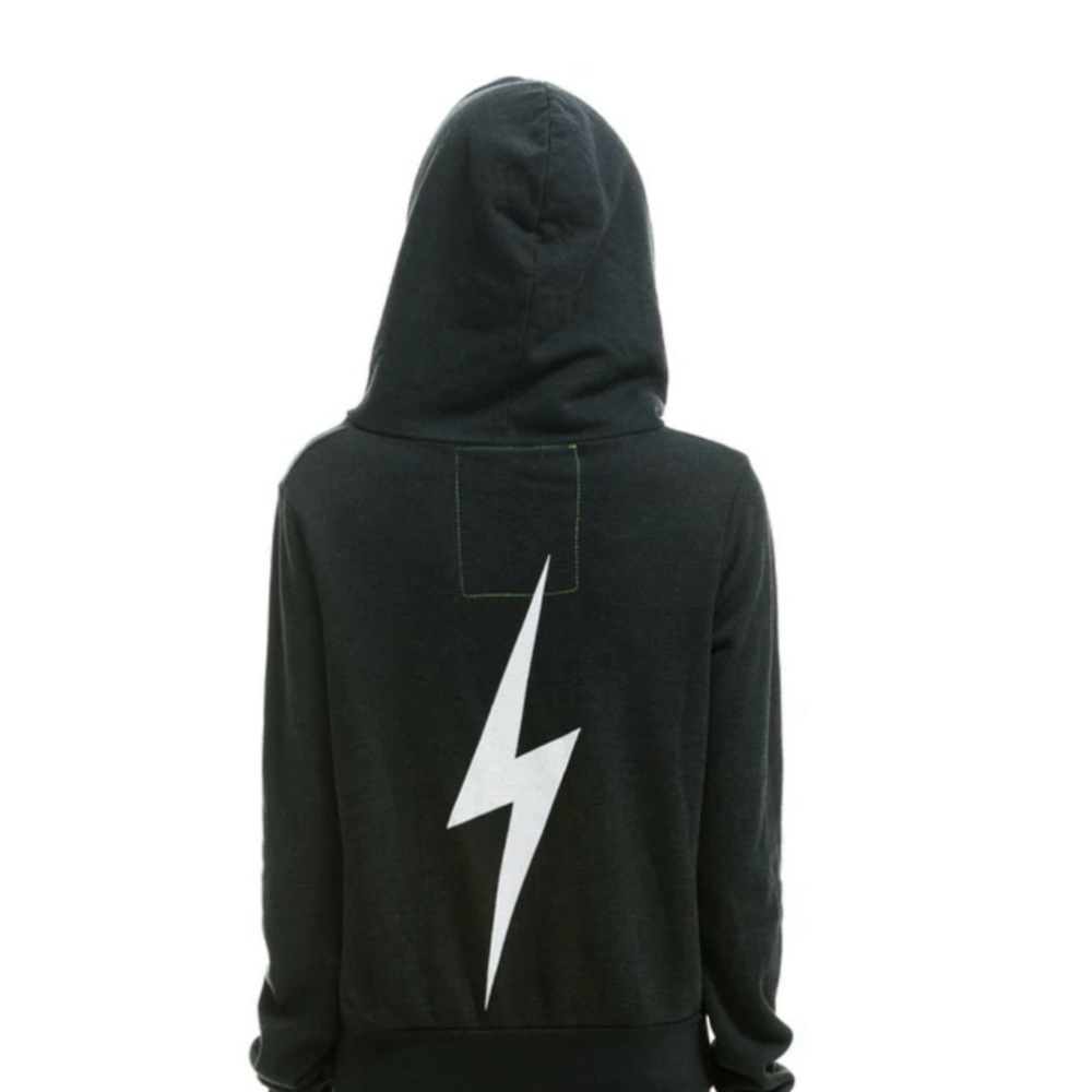 Black Hoodie with White Lightning Bolt